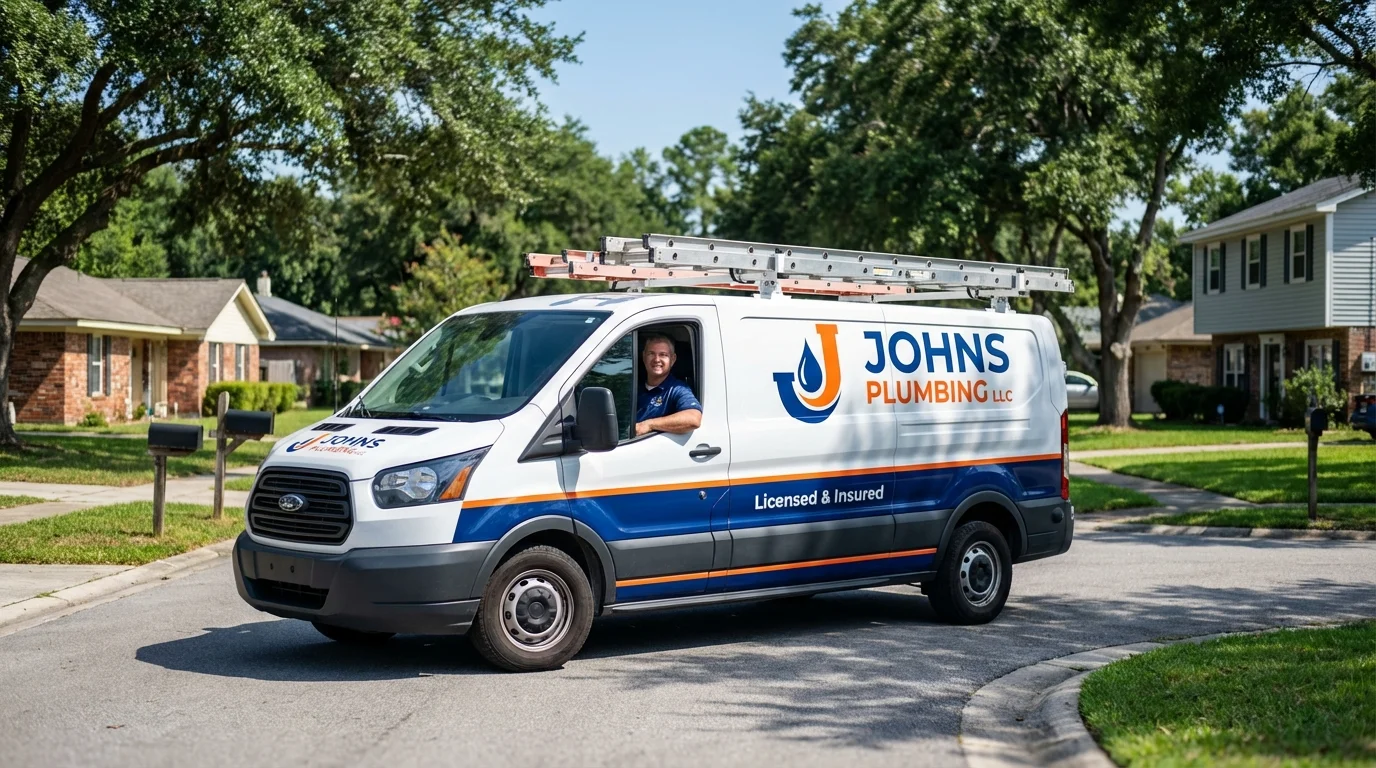 Johns Plumbing LLC service van in Woodville, WI